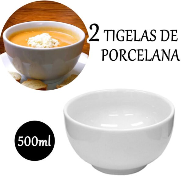 Kit 2 Cumbuca de Porcelana 500ml Pote Tigela Bowl