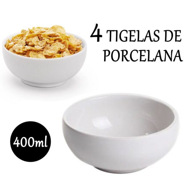 4 Tigela de Porcelana Premium 400ml Mexicana Pote Bowl Cumbuca