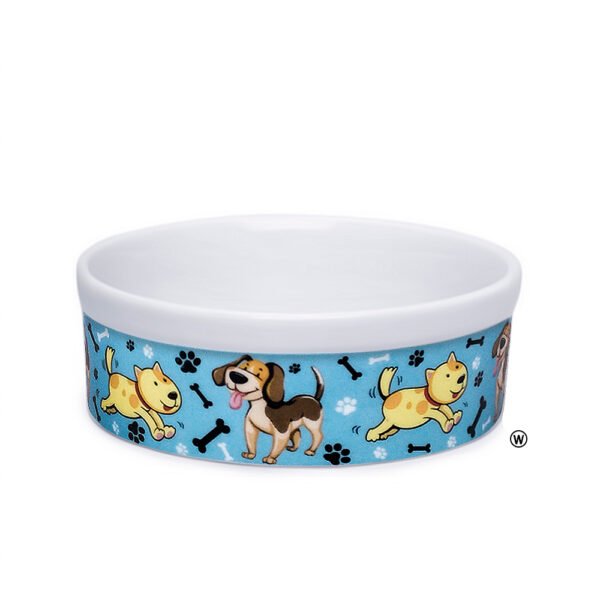 Comedouro Bebedouro de Porcelana 600ml Cachorro Azul
