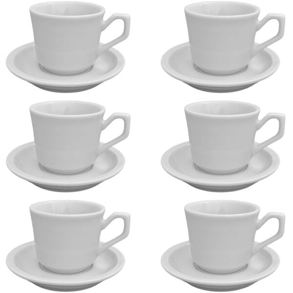 Jogo 6 Xicara Café Chá C/ Pires Porcelana 150ml
